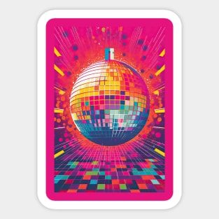 Retro Disco Ball in Pink - Trendy 80s Style T-Shirt Design Sticker